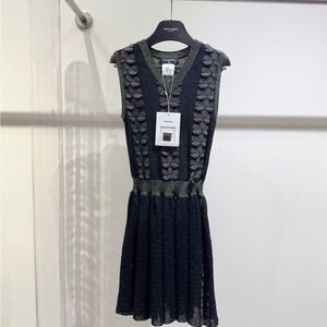 Authentic Chanel Black Textured Mini Dress